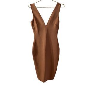 MISHA Collection Deep Double V Sleeveless Bodycon Dress Size 4